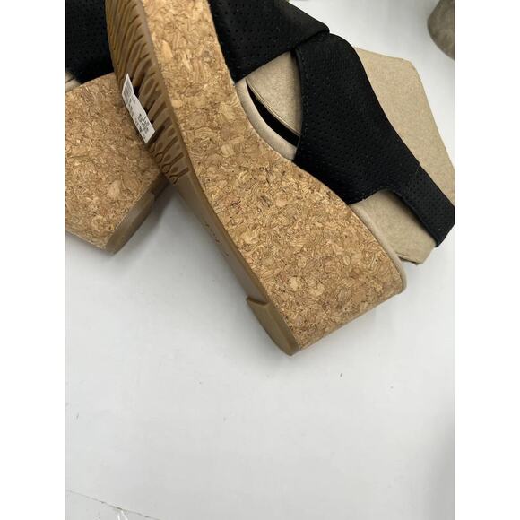 Clarks Women's Annadel Parker Black Suede Cork Wedge Platform Sandal Sz 7.5M New - Picture 16 of 16